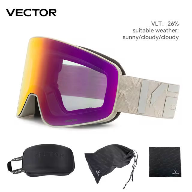 Gogle narciarskie, profesjonalne marki VECTOR z powłoką Anti-fog/UV-400