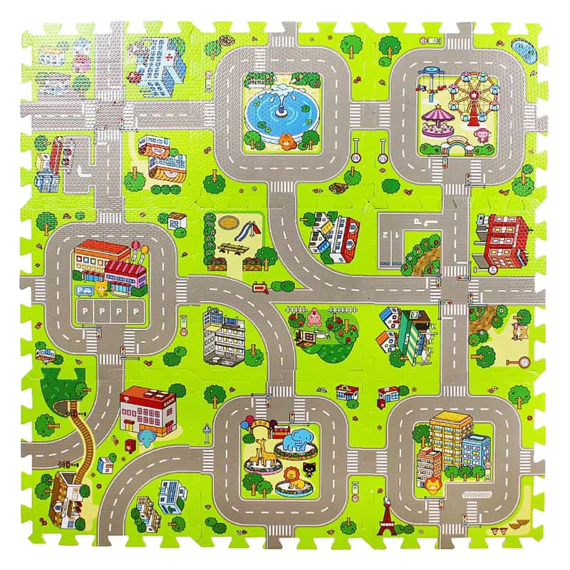 Podłoga dla dzieci, składana, miękka, Puzzle, wariant Miasto
